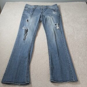 Hydraulic Lola Curvy Almost Bootcut Jeans Women 17/18 Blue Denim Distressed